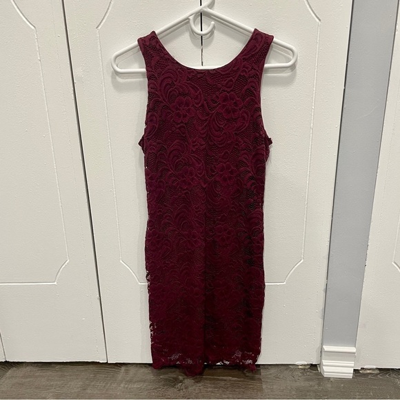 Ambiance Dark Red Lace Dress - Picture 3 of 8